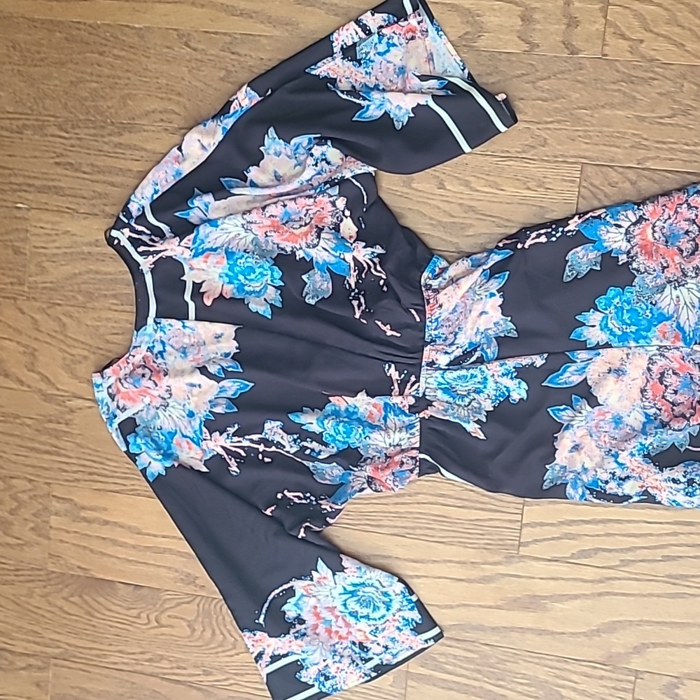 Flying Tomato stripe floral jumpsuit SZ Small - Picture 5 of 6